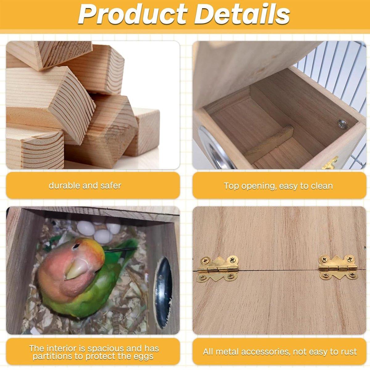 Fiora Wooden Bird Breeding Box – Brown – Standard