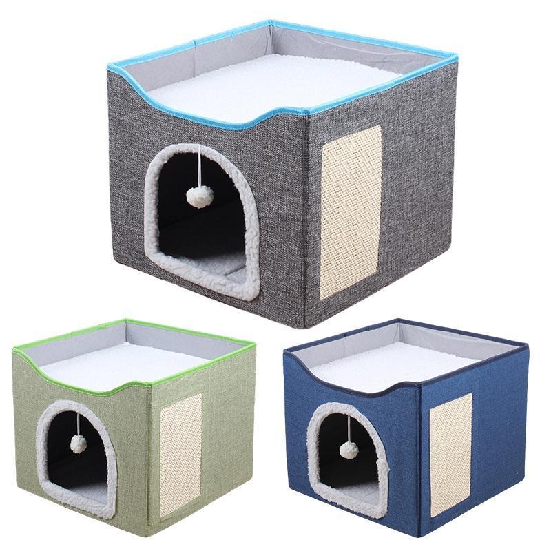 Zen Foldable Cat Hideaway Bed – Green – Standard
