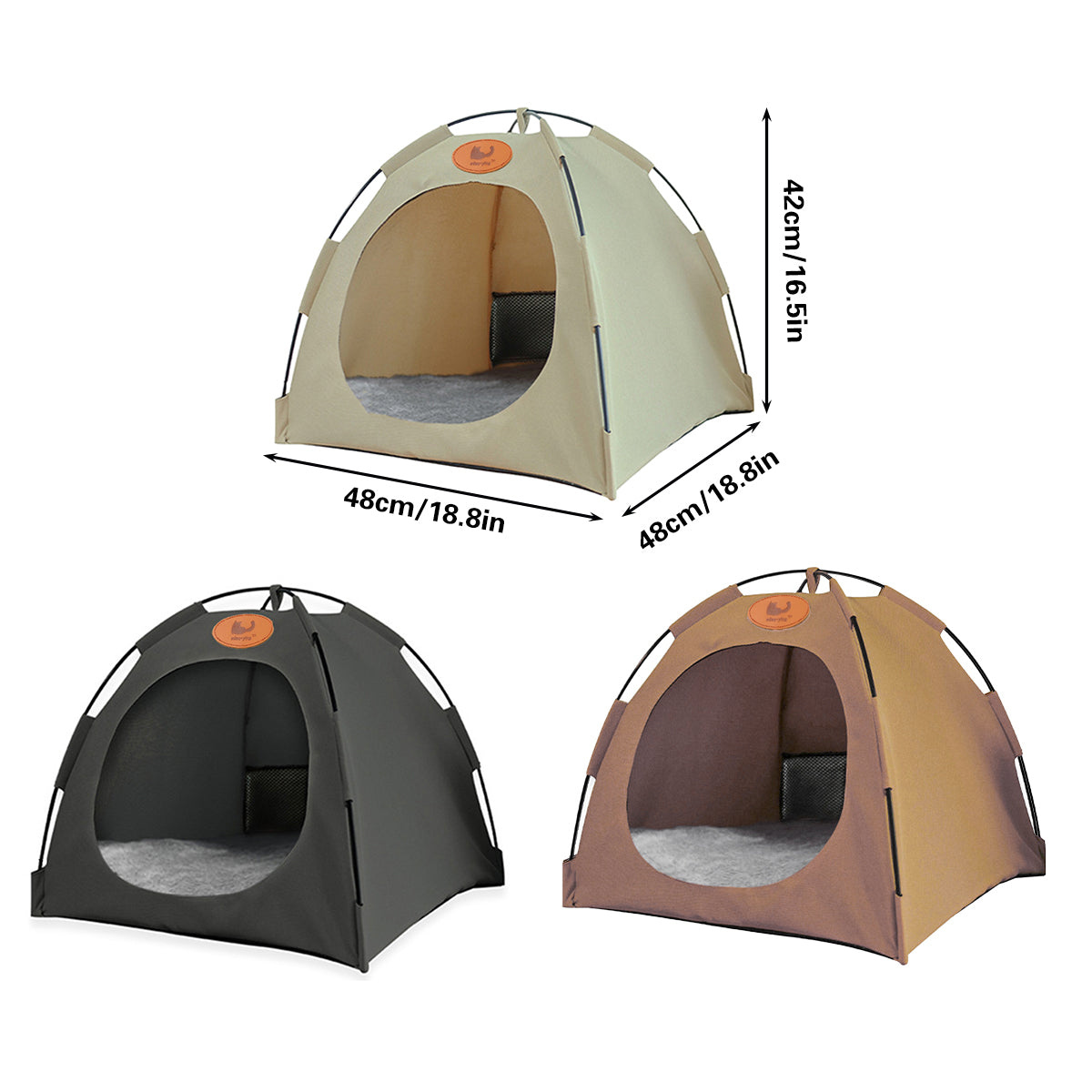 Haven Folding Pet Tent Bed – Brown / Wood – Large