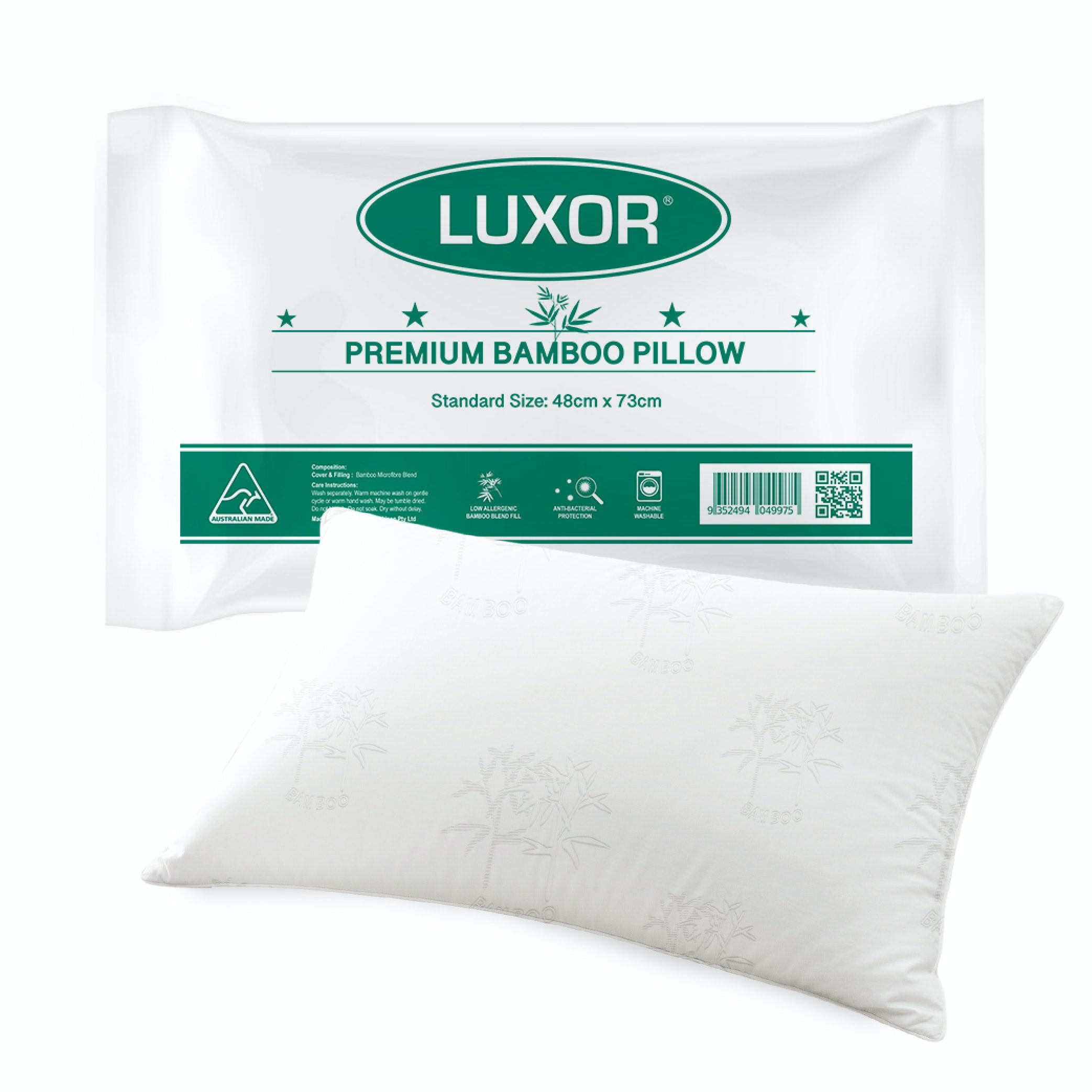 Australian Made Bamboo Cooling Pillow Standard Pack – Single