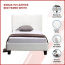 Rowan PU Leather Bed Frame – White – Single