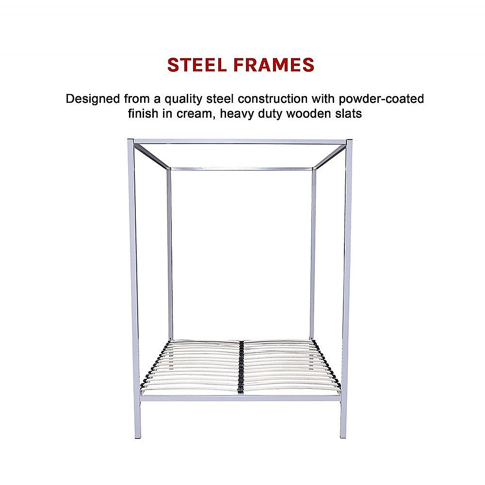 Nova 4 Poster Bed Frame – Beige – Queen