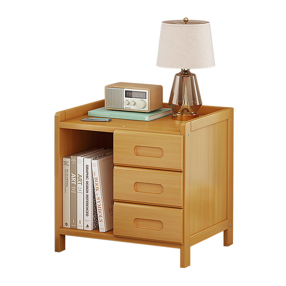 Tavira Bamboo Multi-Storage Bedside Table – Natural Wood – 40 cm