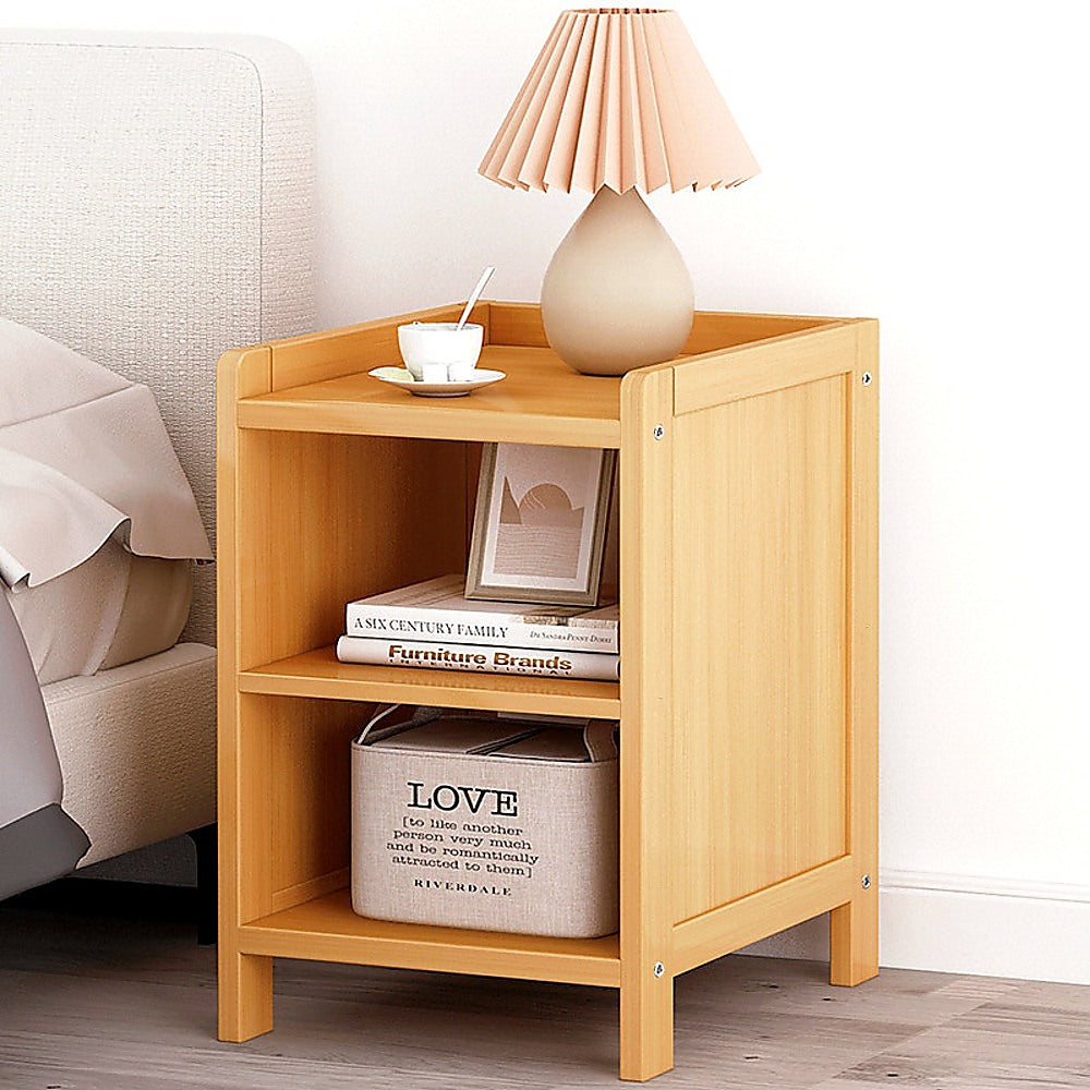 Kenzo Bamboo Bedside Table – Natural Wood – 40 cm