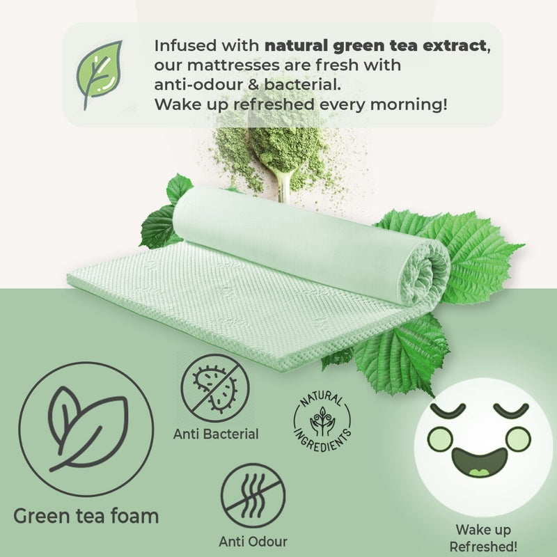 DOUBLE Size - Cool Gel Green Tea Memory Foam Mattress - 5 Zone