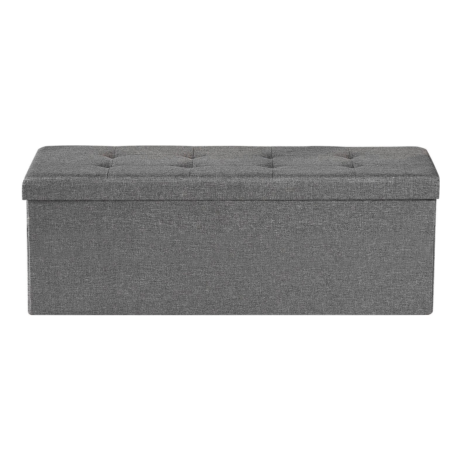 Harlow Foldable Storage Ottoman Bench – Grey