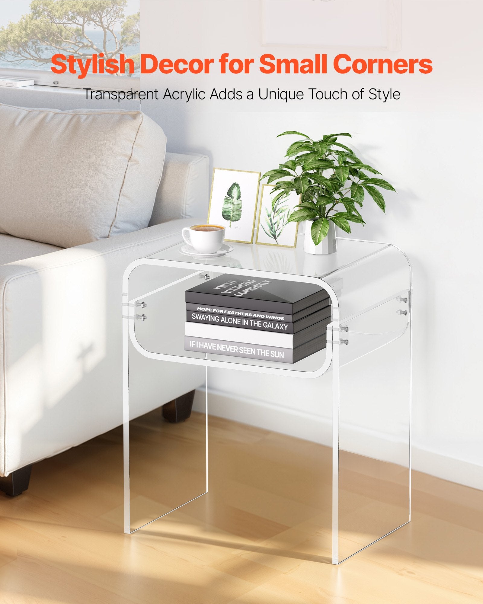 Luna Acrylic Side Table – 2 Tier Transparent Bedside Table