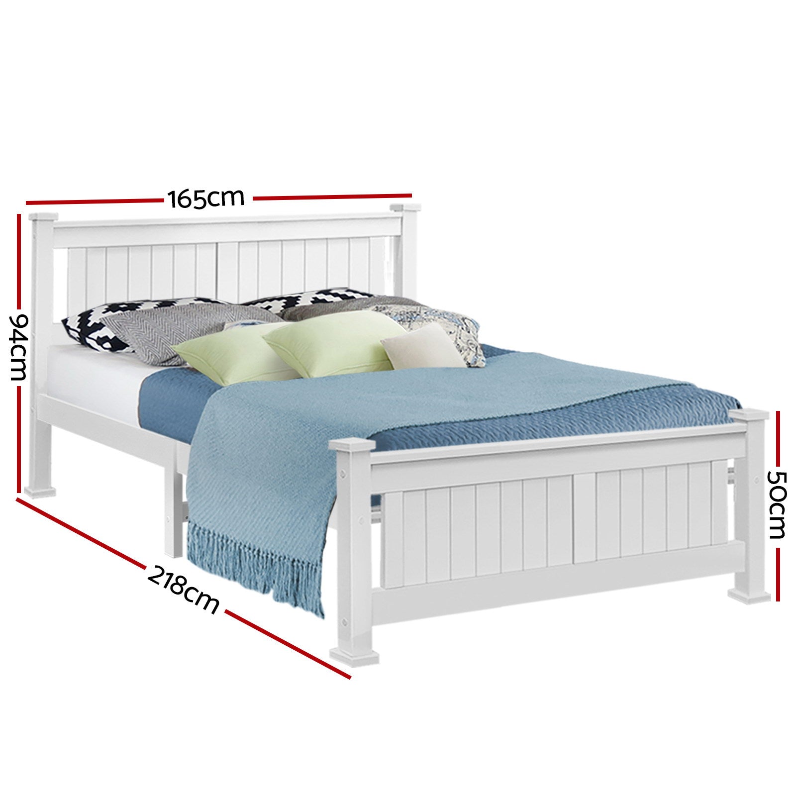Alderon Wooden Bed Frame – White – Queen