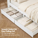 Linden Bed Frame with Storage, LED & Charging Station – White – Queen