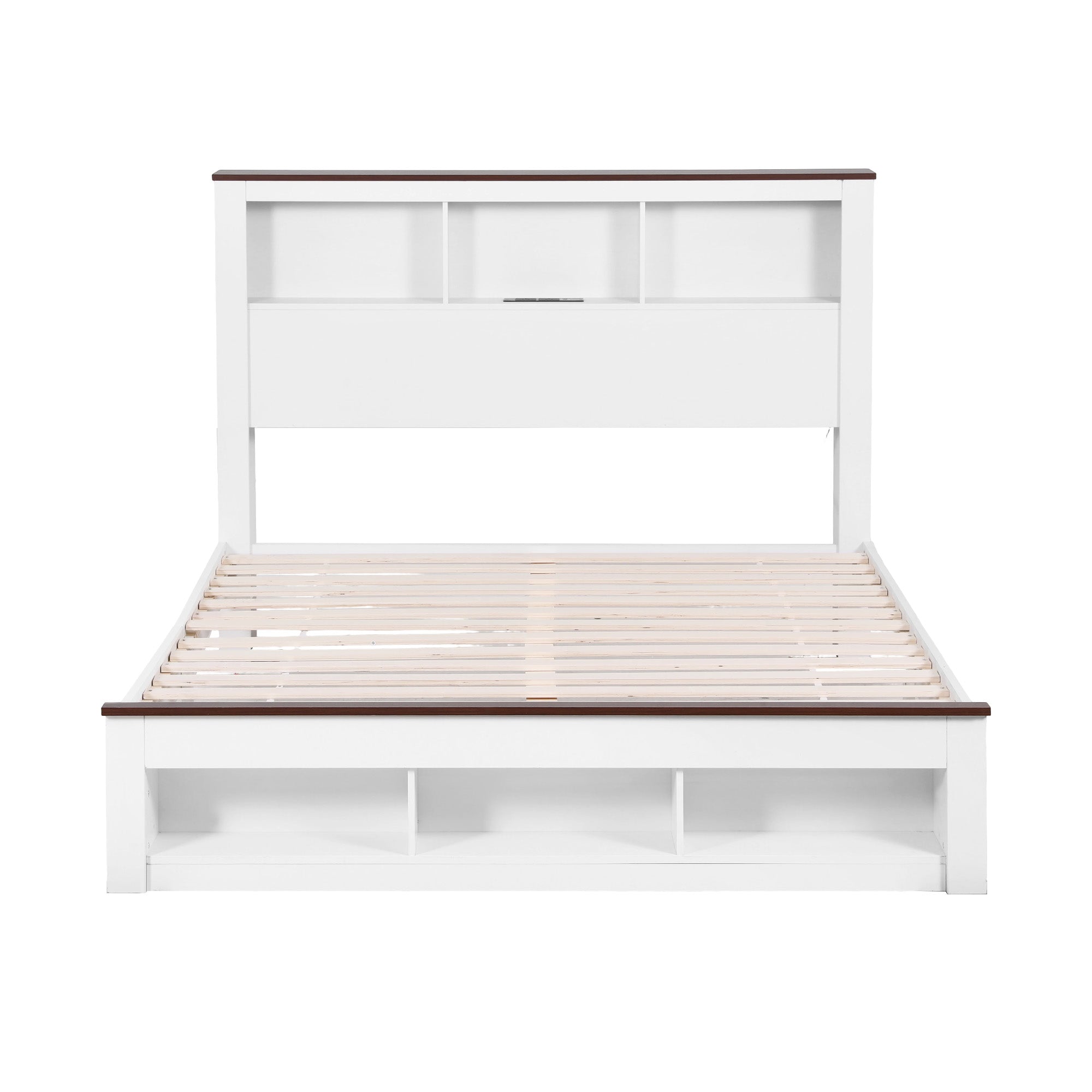 Nova Wooden Bed Frame with Storage, LED & Charging Station – White – Double