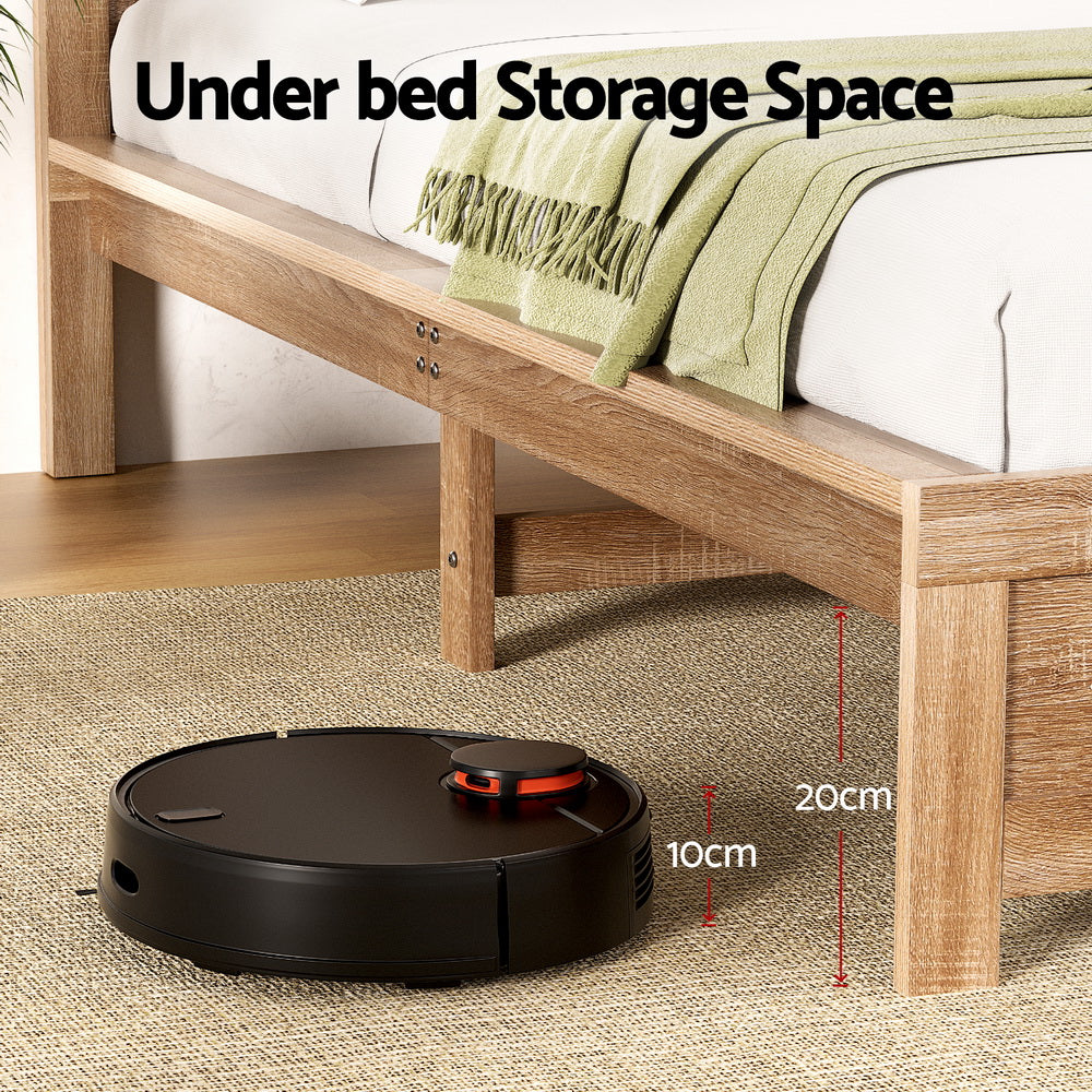 Oatmeal Wooden Bed Frame – Brown – Queen