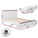 Rowan Wooden Bed Frame with Storage Drawers – White – Double
