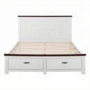 Rowan Wooden Bed Frame with Storage Drawers – White – Queen
