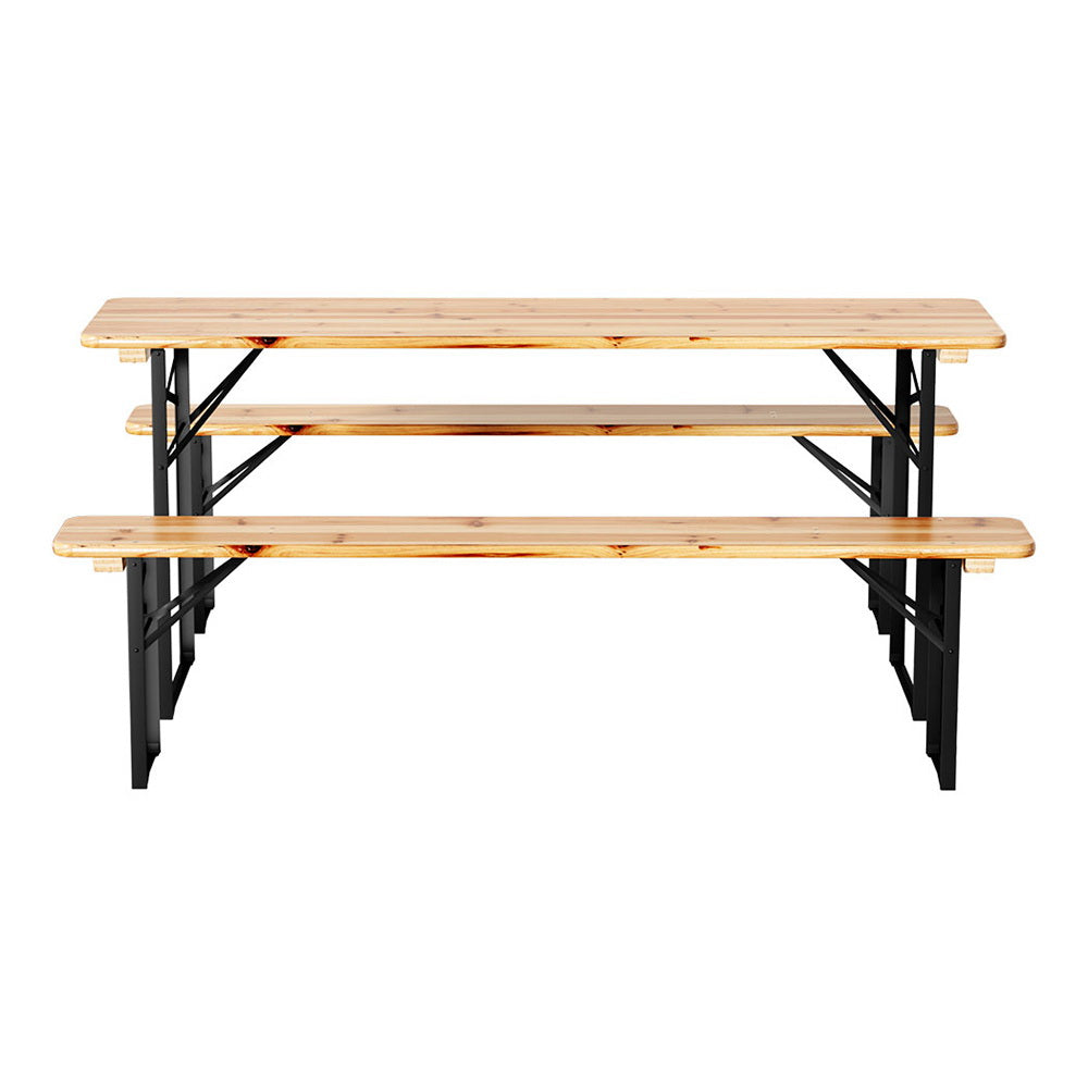 Haven Wooden Bench Dining Set – Natural – 3 Piece