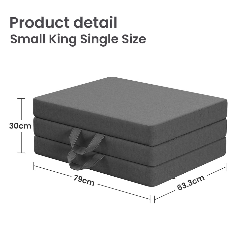 Alderon Tri-Fold Memory Foam Mattress – Grey – King Single