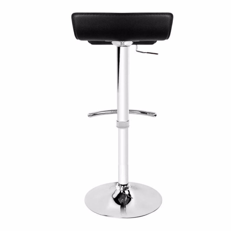 Set of 2 - Leather Low Back Slim Seat Swivel Stool - Black