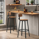 Set of 2 - Tall Bar Vintage Brown Bar Stools